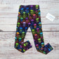 Colourful neon skulls leggings, lovingly handmade from soft and stretchy cotton jersey. Shown folded.