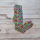 Gorgeous rainbow leopard print child and toddler leggings. Handmade using rainbow leopard print cotton jersey. Shown folded.