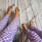 These purple trippy checked leggings look great on and are available as a mama and mini set.