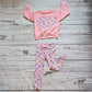 Pink checked happy flowers heart sweatshirt with matching leggings.