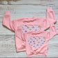 The adorable pink checked happy flowers heart Mama and mini sweatshirt set. With heart detailing to the rear.