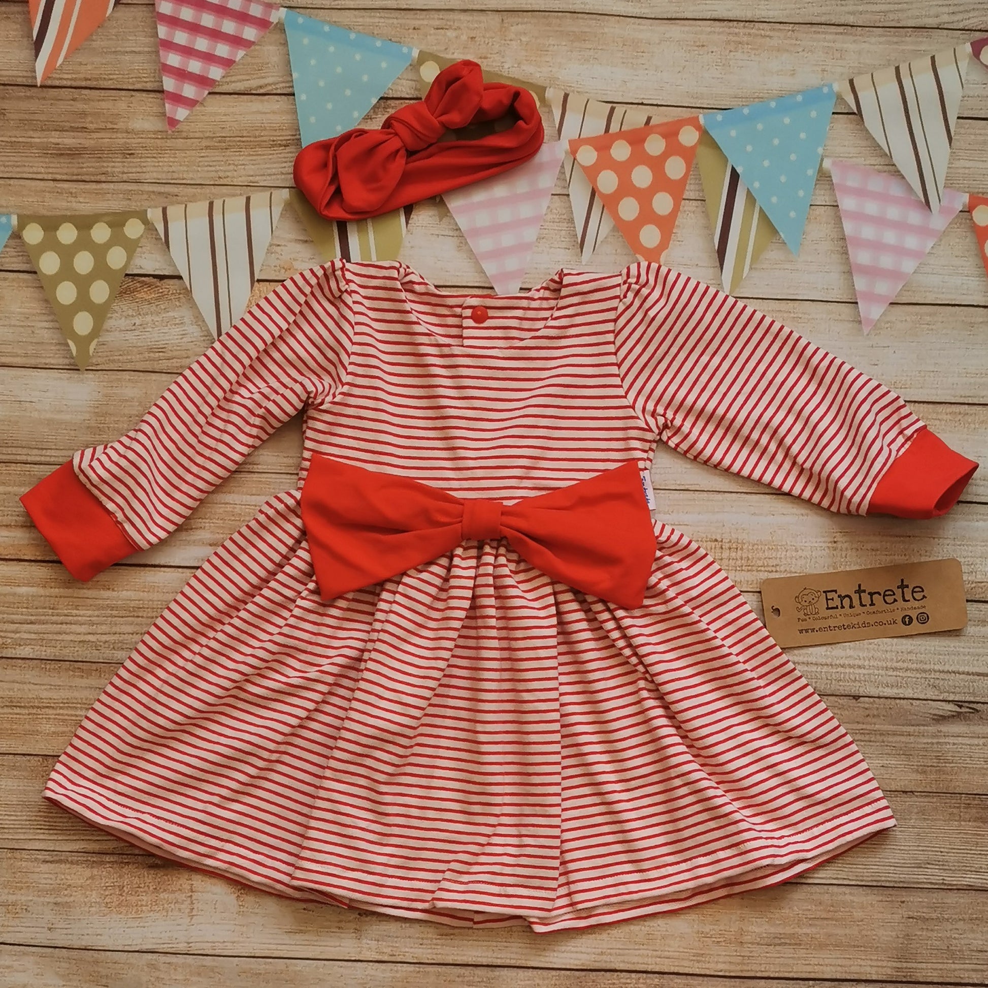 Girls & Babies Back Popper Dress | Pretty Red Bow