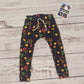 Vibrant and fun flowery chicks kids harem joggers. Handmade using navy chicks cotton jersey.