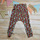 Fun, glow in the dark grey lightning bolt toddler and babies harem pants. 