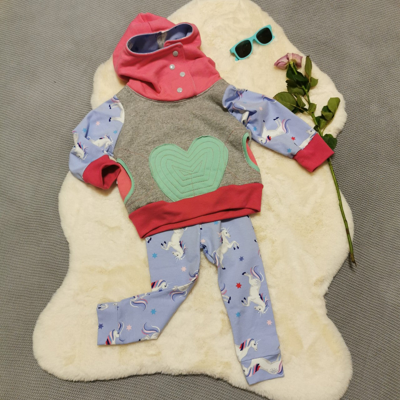 Mountain Pass Hoodie or Sherpa Lined Hoodie - Unicorns & Mint Heart