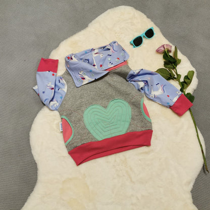 Mountain Pass Hoodie or Sherpa Lined Hoodie - Unicorns & Mint Heart