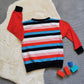 Sweatshirt - Red with Colour Striped & Colourful Stars