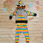 Reversible Popper Hoodie or Sleeveless - Light Grey & Red Rainbow Dinosaur / Red Rainbow Striped