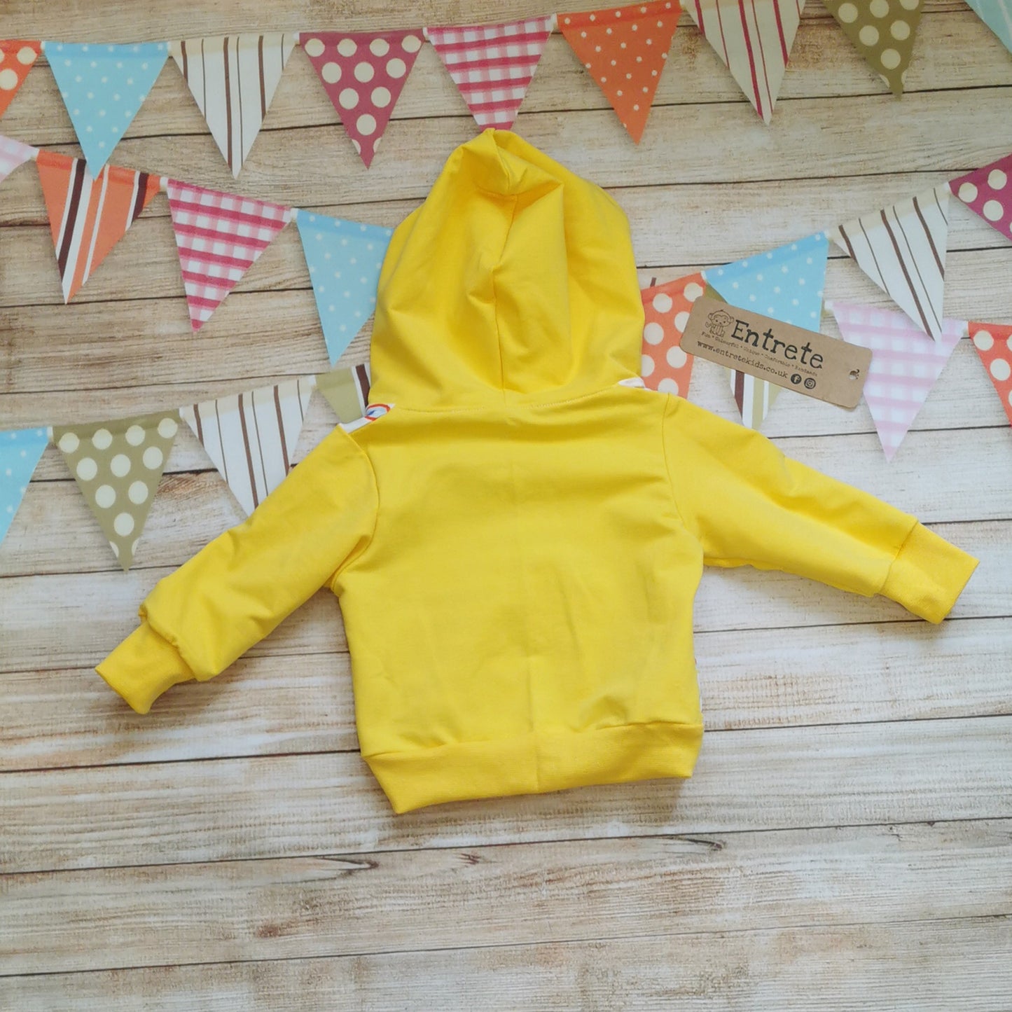 Reversible Popper Hoodie - Colourful Rainbows & Striped/Yellow